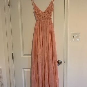 Pink Lace Maxi Dress